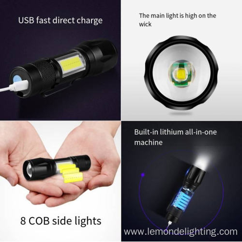 Portable Rechargeable Super Bright Mini LED COB Torch